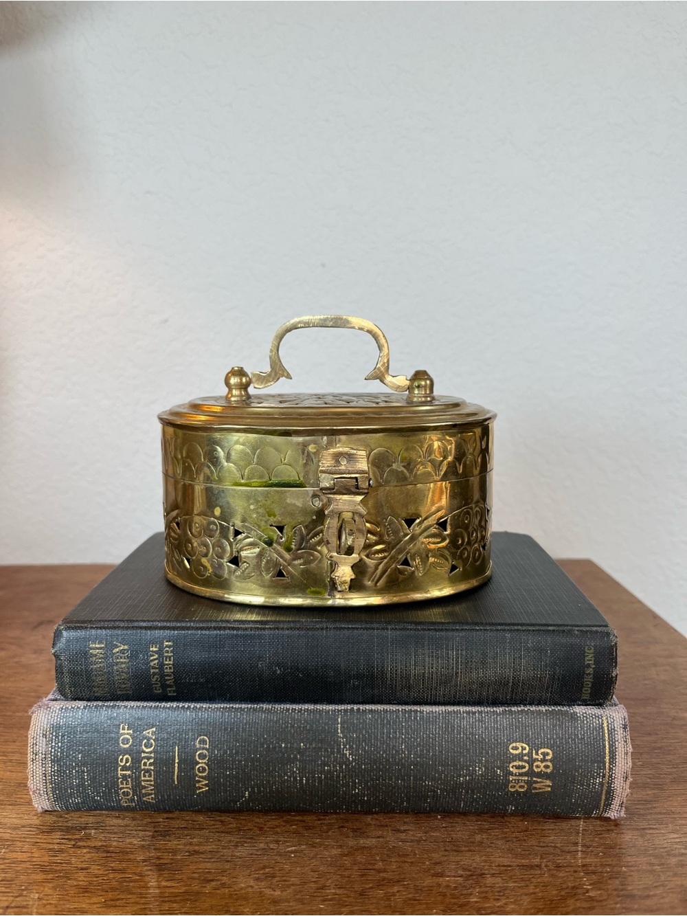 Decorative Brass Trinket Box with Handle